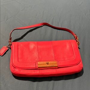 Coach coral and brass small shoulder bag